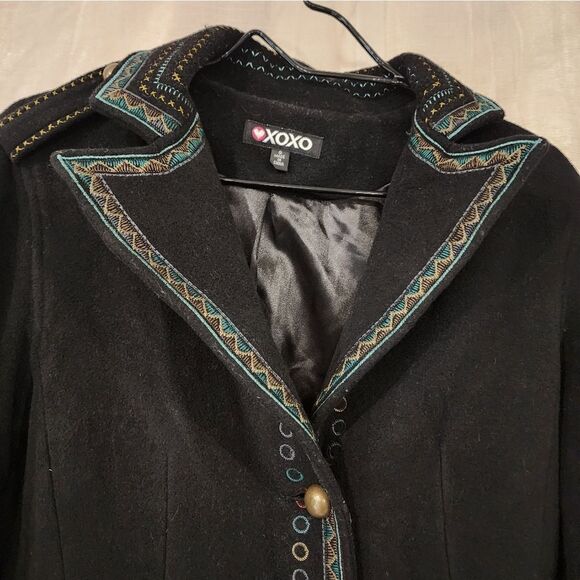 Y2K Vintage XOXO Tribal Embroidered Coat. Wool Cashmere Blend. - Picture 5 of 12